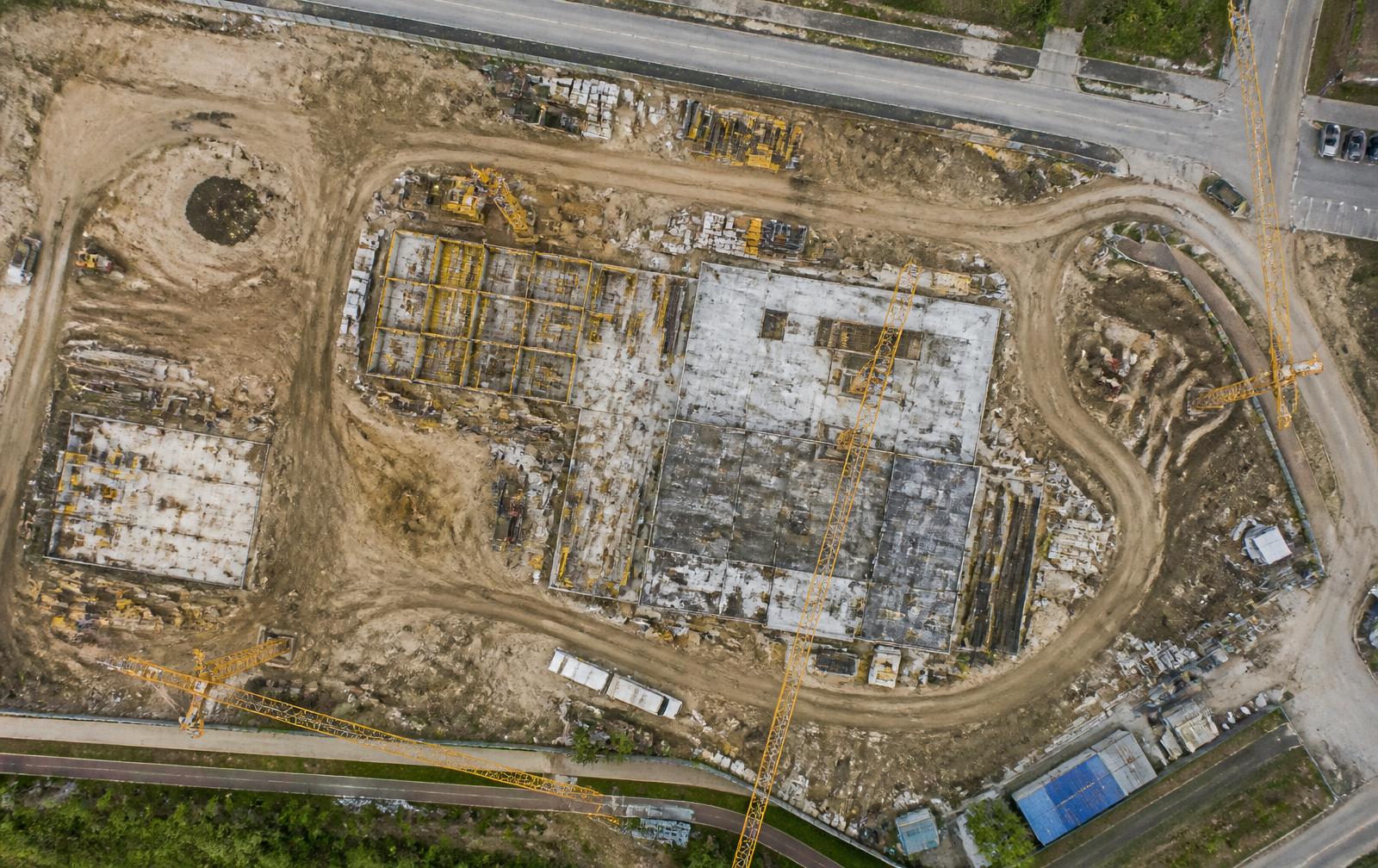 Vista aérea de obra em execução